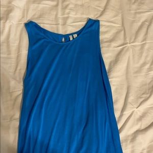 Solid blue tank top.